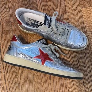 Golden Goose Ballstar Metallic Sneakers